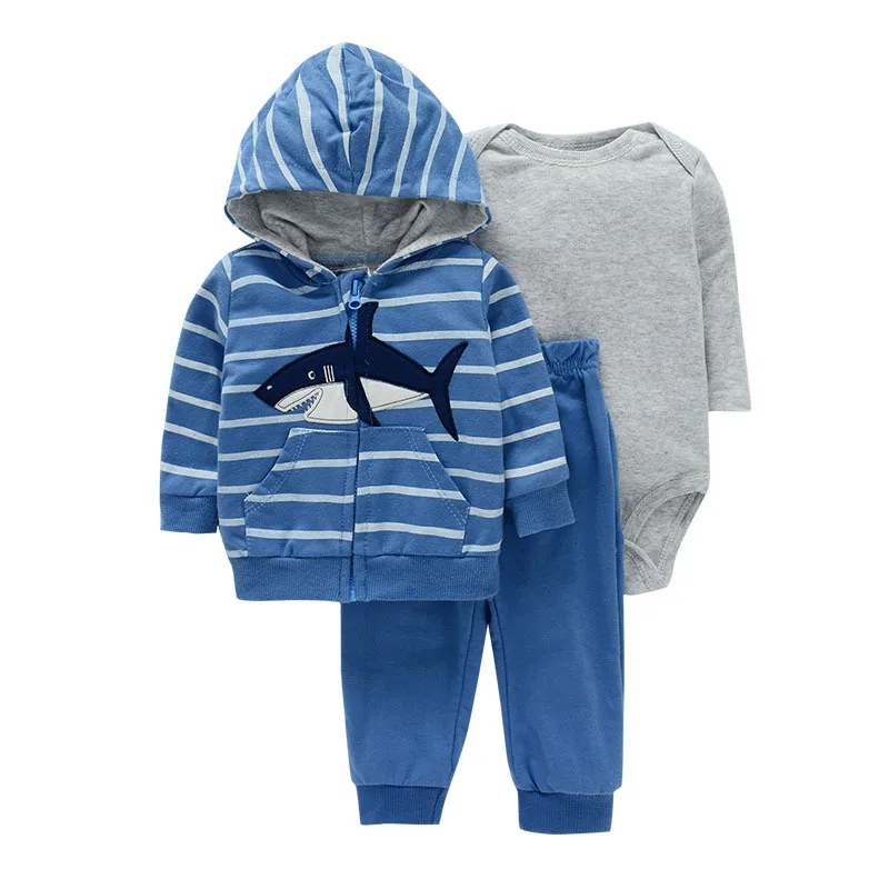 IYEAL 3PCS Children Clothes Kids Suit Cartoon Hooded Jacket + Bodysuits + Pant Spring Autumn Girl Boy Clothing Outfits newborn baby clothing gift set Baby Clothing Set