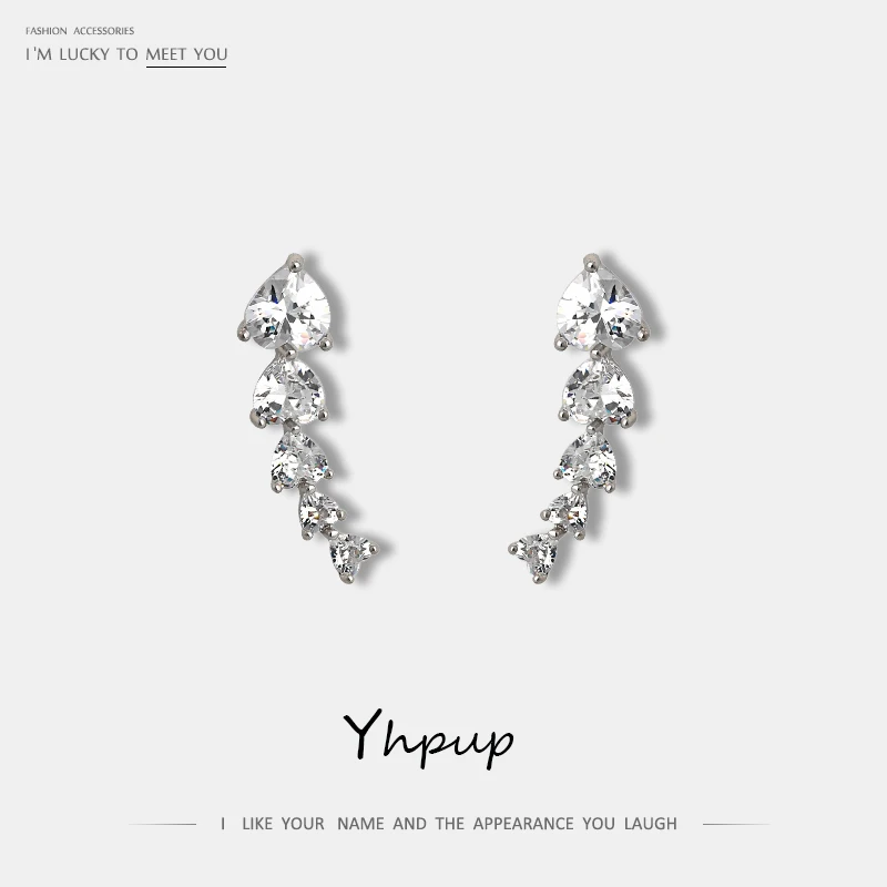 Yhpup новые индивидуальные роскошные циркониевые длинные шпильки серьги-рыбки блестящие вечерние Шикарные Серебряные серьги женские модные ювелирные изделия подарок
