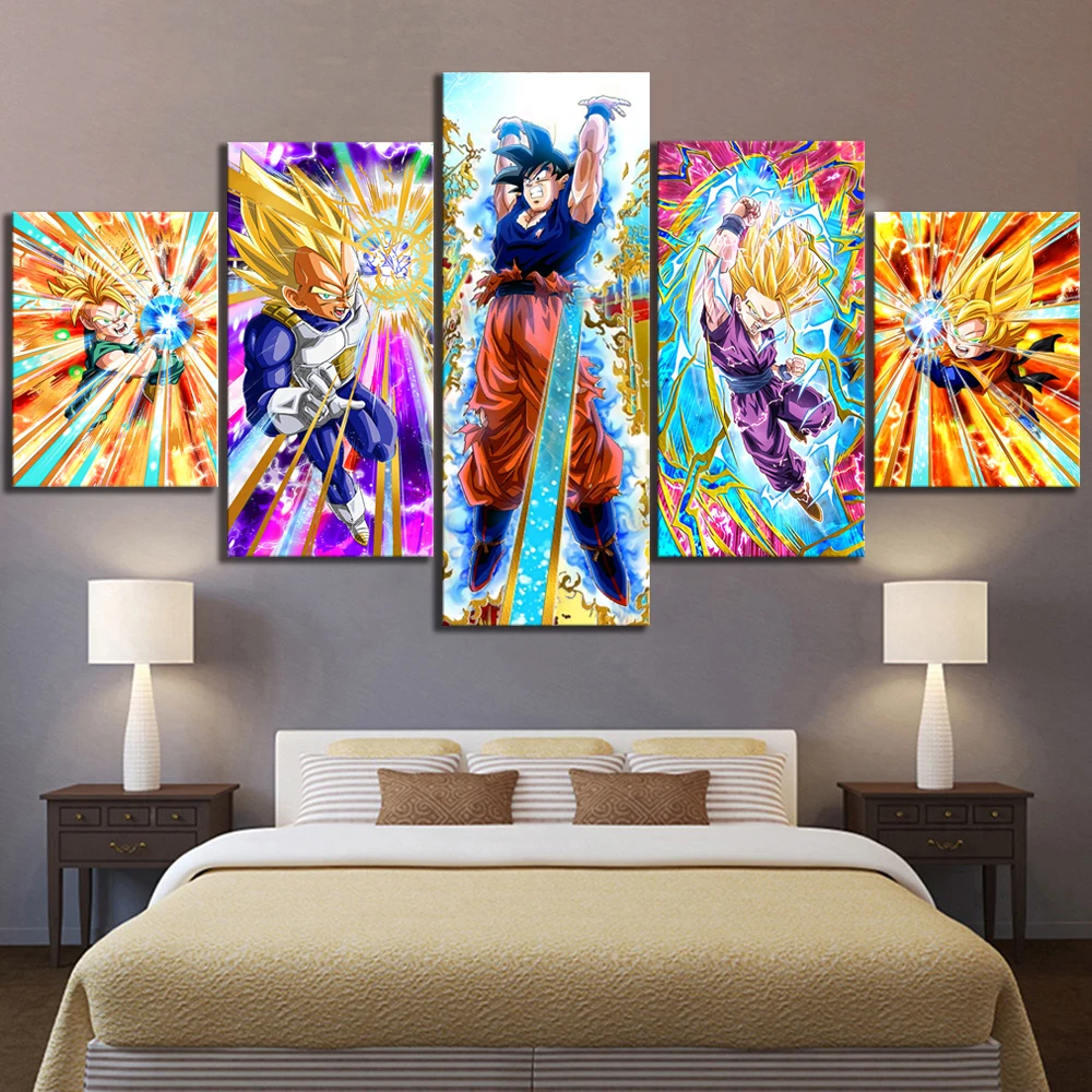 

Canvas Painting Home Decor Pictures 5 Pieces Dragon Ball Goku Cartoon Wall Art Prints Modular Poster For Living Room Framework