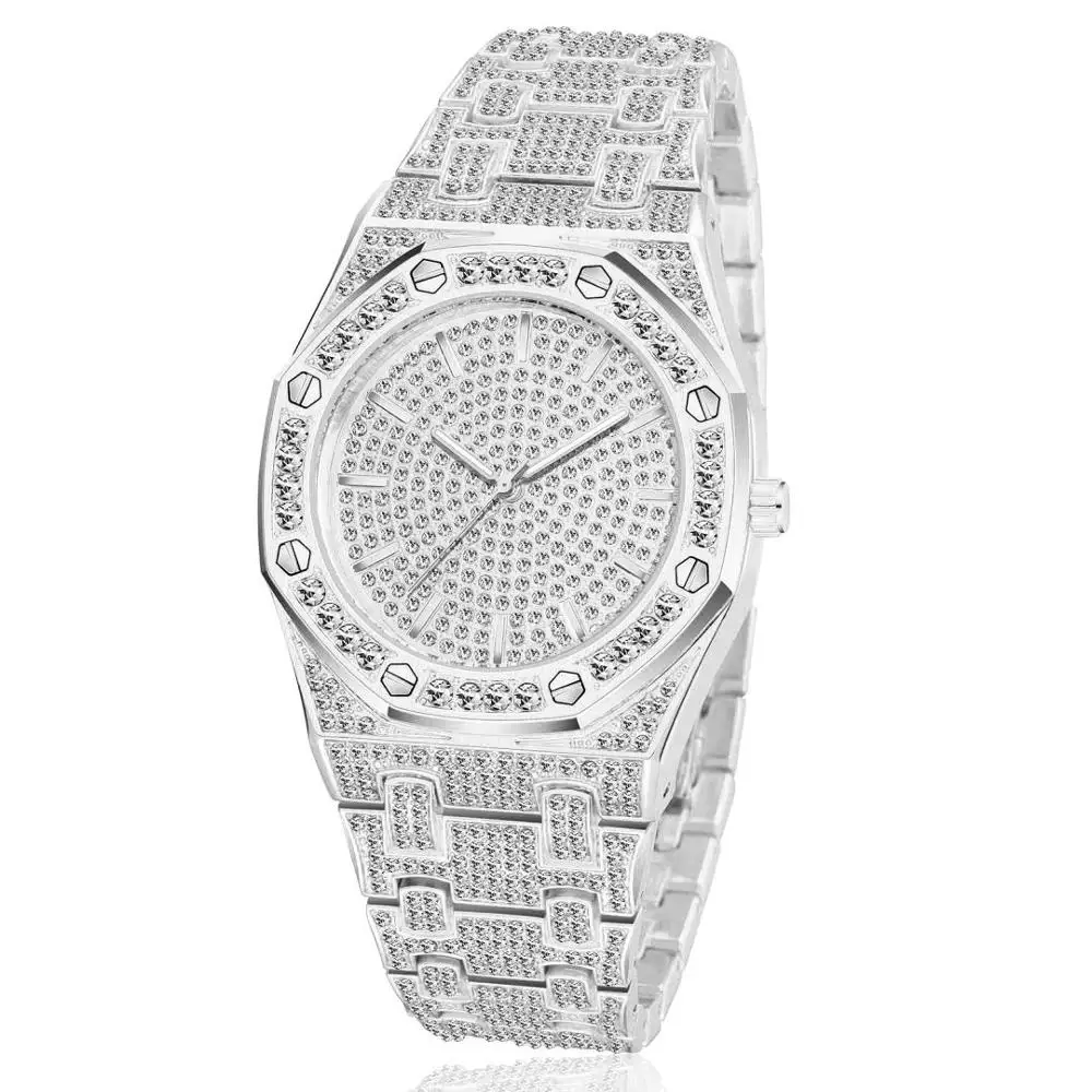 Побрякушки серебро золото мужской роскошный бренд часов алмаз Iced Out часы