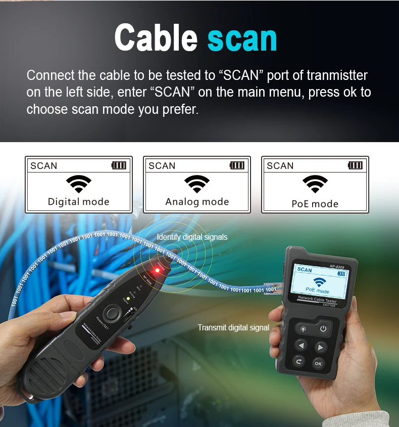 NOYAFA NF-8209/NF-488 RJ45 Cable Tracker Lan Tester PoE Ethernet cat5 cat6 Network Tools LCD Display Measure Length networking tools