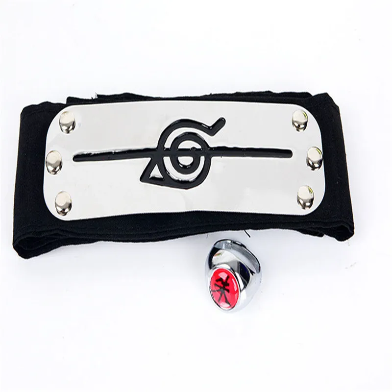 Anime Harajuku NARUTO cosplay Uzumaki Naruto Uchiha Itachi Props scarf+Ring+Necklace+Weapon 4 Piece Set 1:1 Dress Accessories
