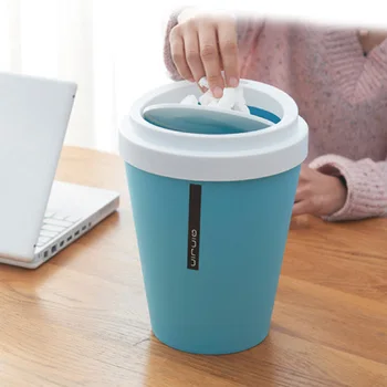 

Coffee Cup Shape Waste Bin Desktop Mini Trash Can Plastic Desktop Trash Bin Flip Lid Storage Box Sundries Organizer A16