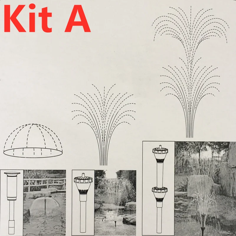 1/2" 3/4" Plastic Fountain Head Set For Garden Pond