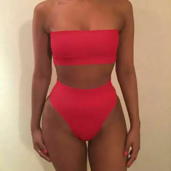 

Fashion New Ladies Women Bandage Set Strapless Bandeau Top High Waist Sets 2PCS
