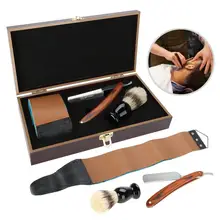 Classic Professional Manual Razor Hairdressing Shave Shaping Plastic Nursing Multifunction Men's Beauty Highgrade Wooden Box Set