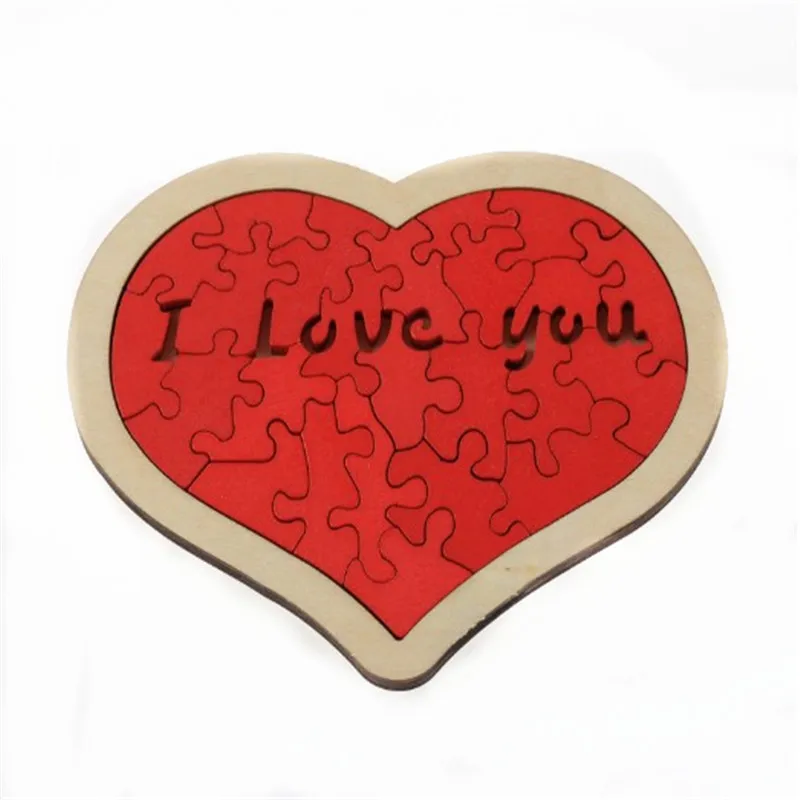 

Wooden Love Heart Pattern Jigsaw Puzzle Set Children Development And Education Toys Wood Jigsaw Puzzles for Children Adults