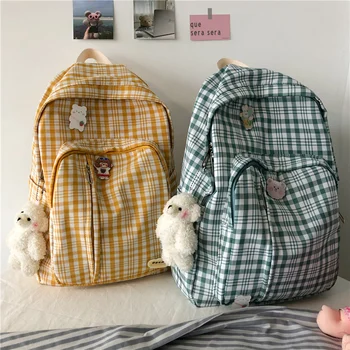 

Schoolbag Female Korean College Students Mori Department Backpack Junior High School Student Fresh And Cute Girl Plaid Backpack