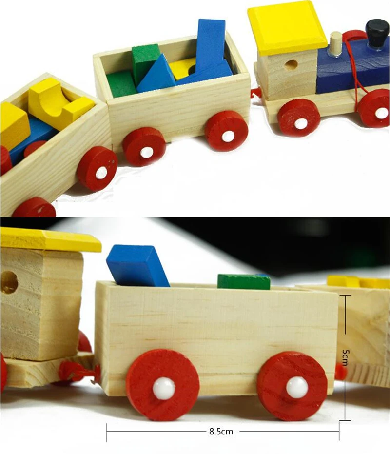 Детские игрушки, обучающие игрушки, три конструктора, строительные блоки, маленький поезд, тянущиеся деревянные игрушки для детей, рождественский подарок