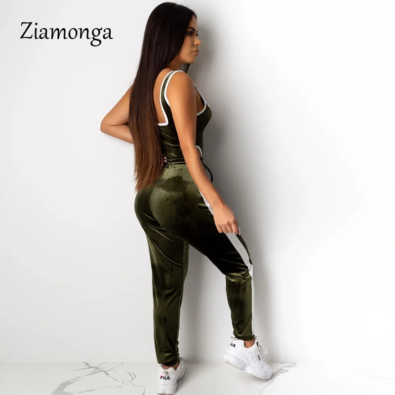 Ziamonga, синий велюровый комбинезон, 2 предмета, наряды для женщин, Модный комбинезон, вельветовый комбинезон, осень, Прямая поставка