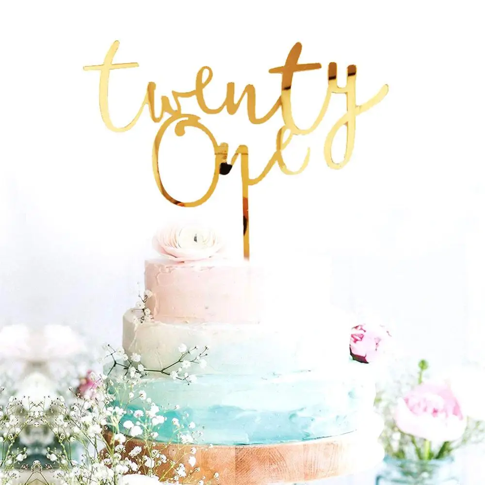 1 шт 20 один счастливый день рождения акриловый торт Топпер черный золотой серебряный розовый буквы номер юбилей украшение для праздничного торта