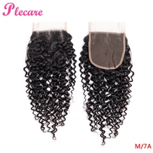 Plecare 4*4 закрытие шнурка бразильские кудрявые 8-20 дюймов натуральный цвет средний коэффициент не Реми человеческие волосы для наращивания