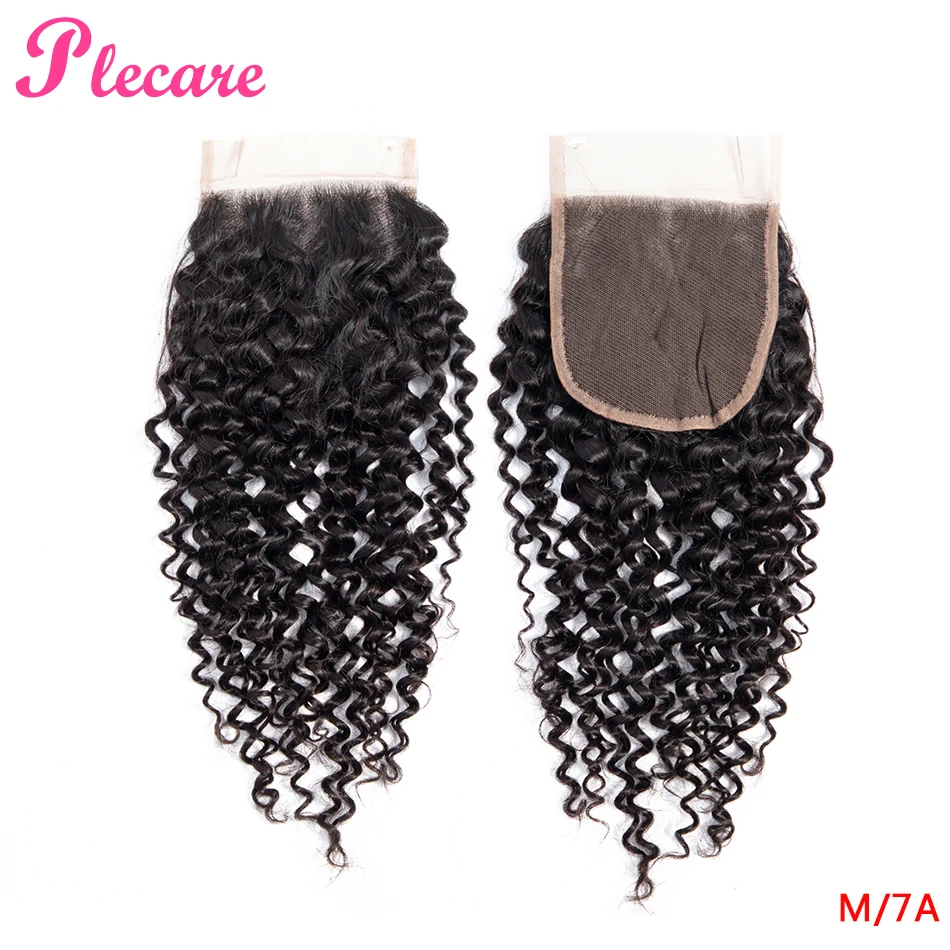 

Plecare 4*4 Lace Closure Brazilian Kinky Curly 8-20 Inch Natural Color Middle Ratio Non-remy 100% Human Hair Extensions