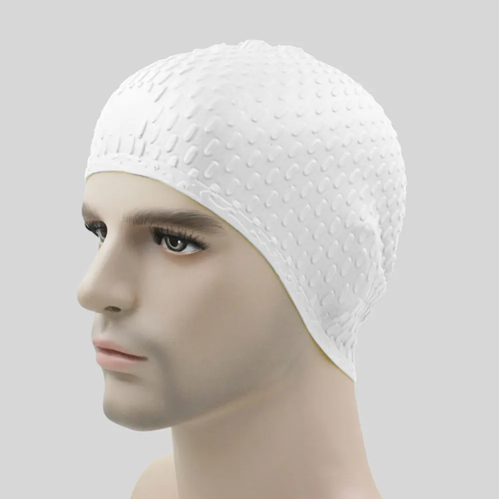 Силиконовая шапочка для купания для мужчин и женщин, модная водонепроницаемая шапочка для плавания, шапочка для бассейна - Цвет: White