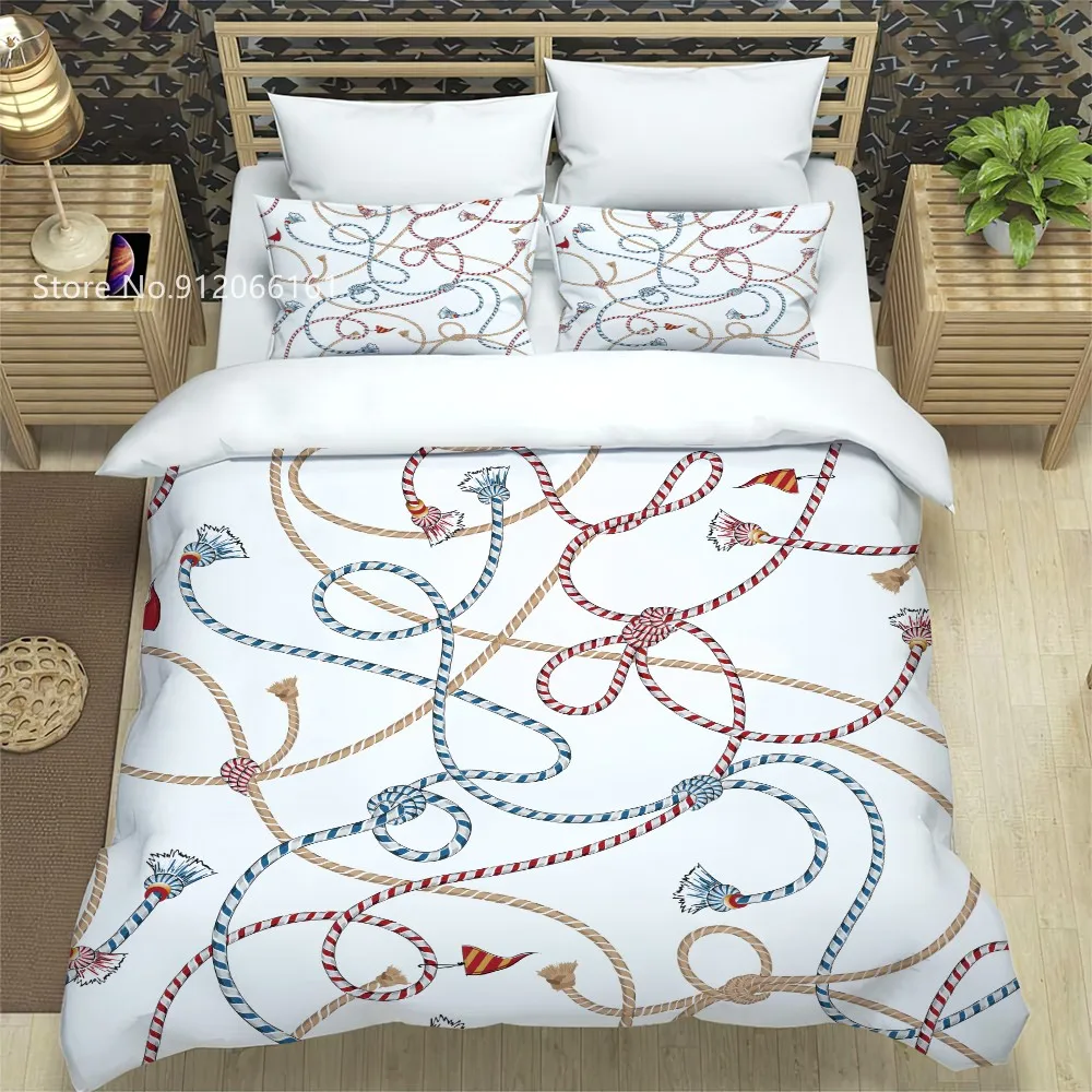 Baroque Gold Chain Print Bedding Set Duvet Cover Pillowcase Comforter Home  Decor
