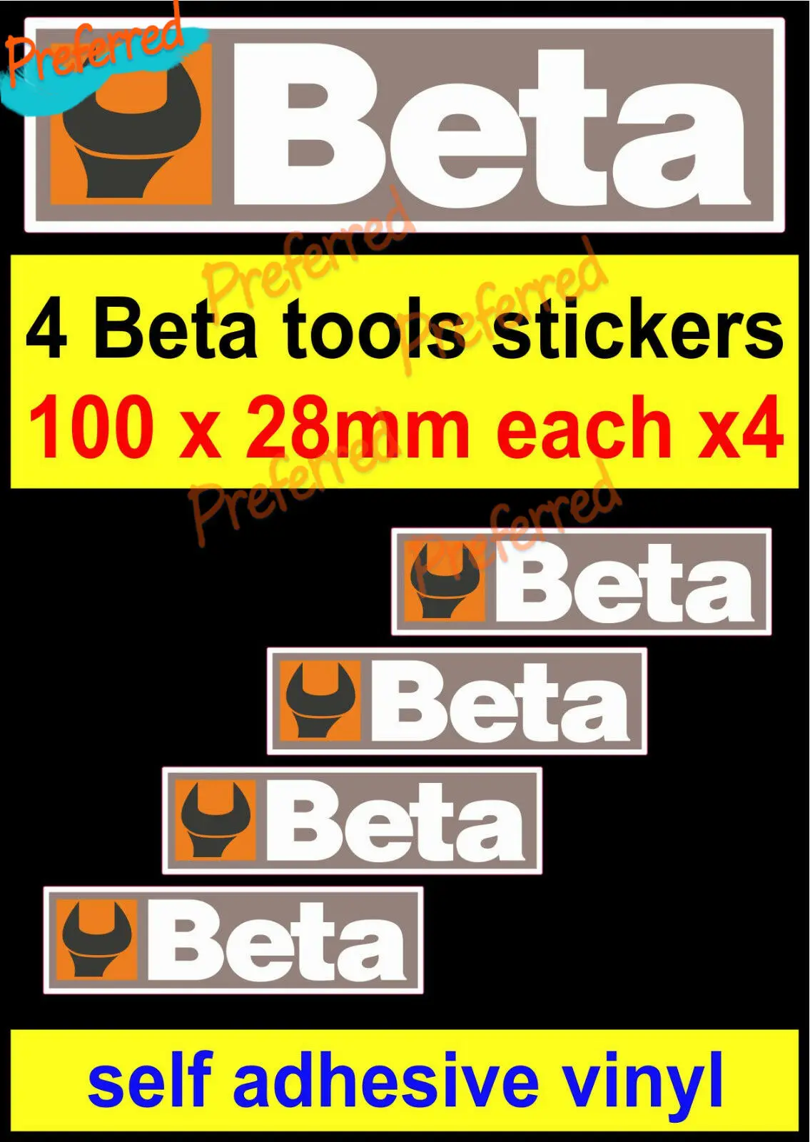 4x Beta Tools Stickers for Motorsport Sponsor Tool Box Workshop Car Van ...