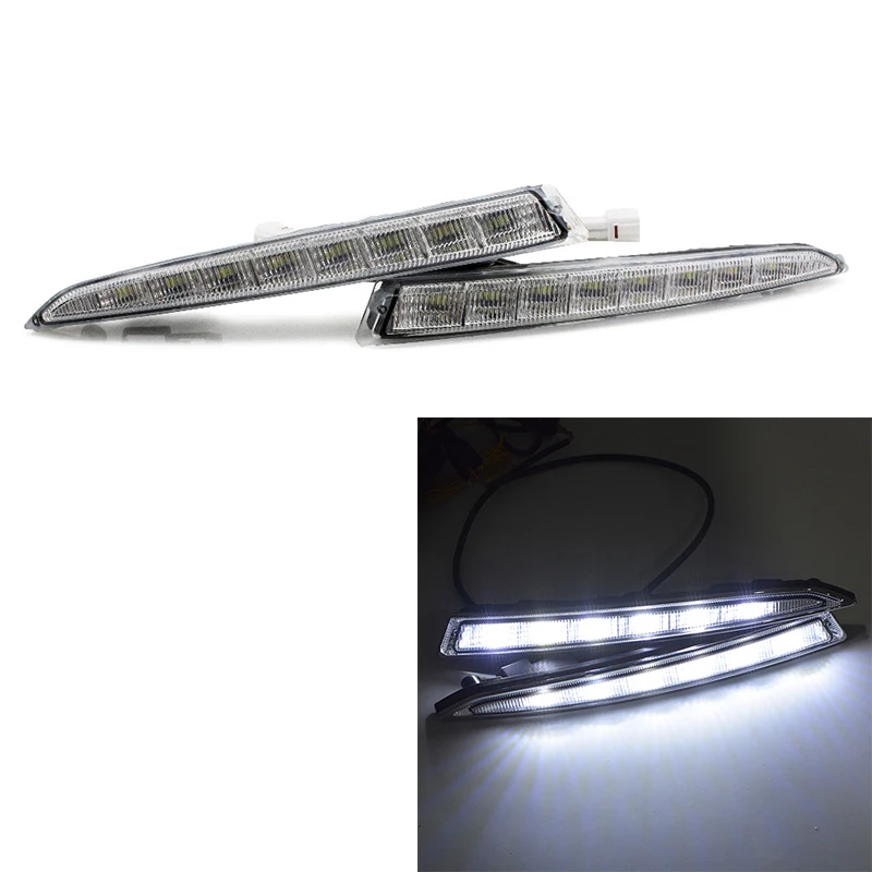 2Pcs Waterproof Car Led Daytime Running Light Drl Daylight For Ford Kuga Escape 2012 2013 2014 2015 With Fog Lamp(White | Автомобили и