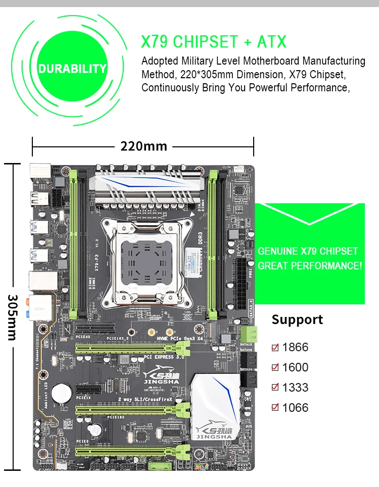 Материнская плата X79 P3 LGA 2011 4 канальная игровая материнская ATX с портами USB 3.0 SATA3.0