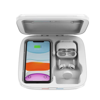 

New Four in One UV Sterilizer Box Ultraviolet Disinfection Box with 15W Wireless Fast Charger UV Lamp Ozone sterilization box