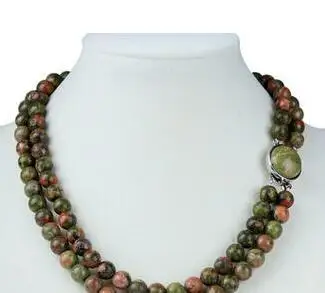 

2Strand 8mm Unakite Turquoise Agate Jade Bead Gemstone Necklace