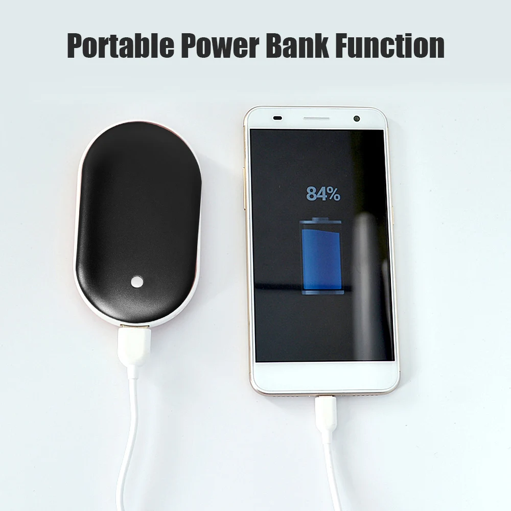 Многофункциональное зарядное устройство al power Bank с функцией грелки для рук, зимняя Двусторонняя карманная грелка для рук черного цвета