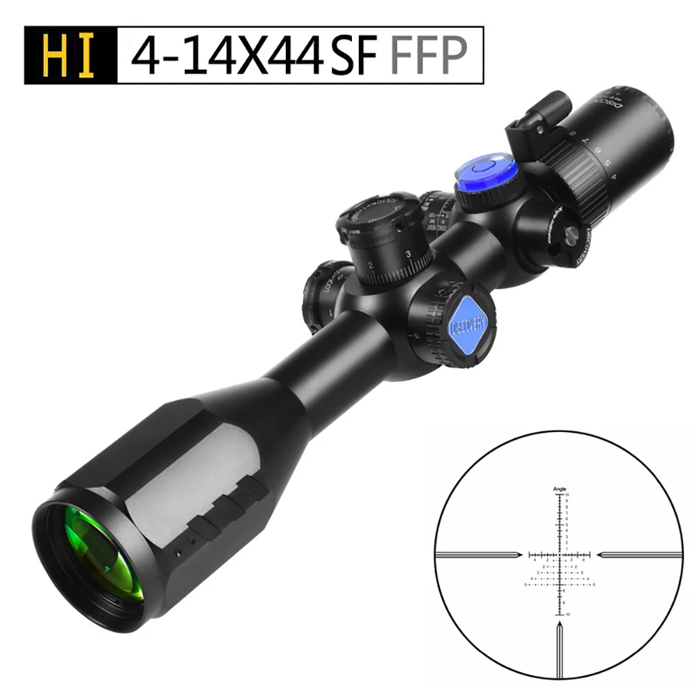 Discovery HI 4-14X44SF FFP Scope тактический охотничий прицел первая фокальная плоскость прицелы Windage сетка с углом указано