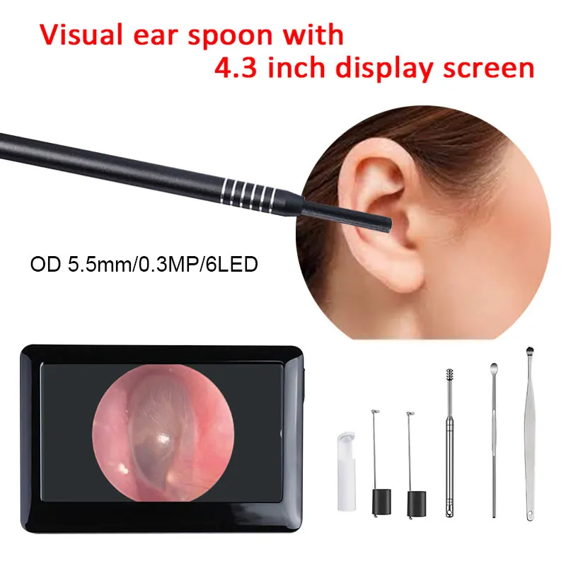 

Ear Spoon Borescope Endoscope Photos Monitoring 30W ABS Waterproof Microscope Real-Time Video Inspection Portable