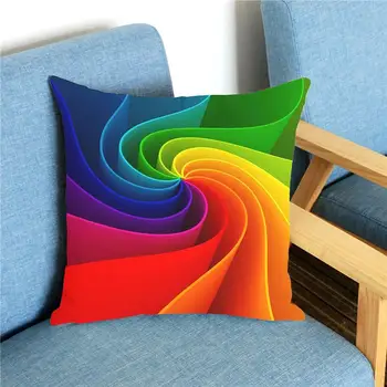 

Colorful Home Abstract Rainbow Cushion Pillow Case Waist Throw Soft Print Polyester Pillow Cover