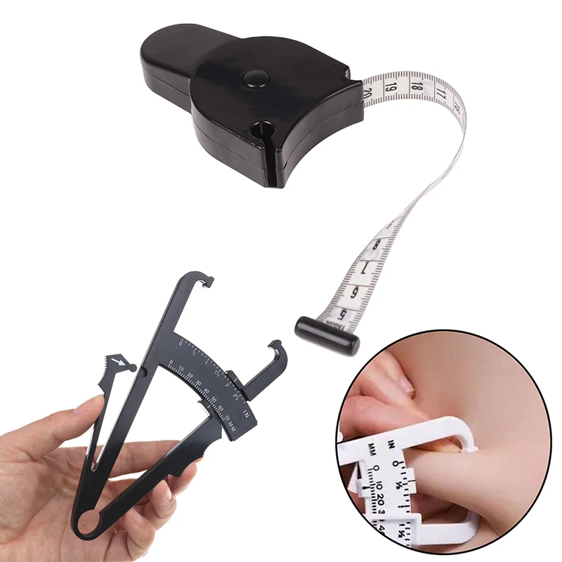 0 to 70mm Skinfold Body Fat Monitor With Measurement Chart Caliper Fat Tester Skinfold Measurement Tape Health Care Tool