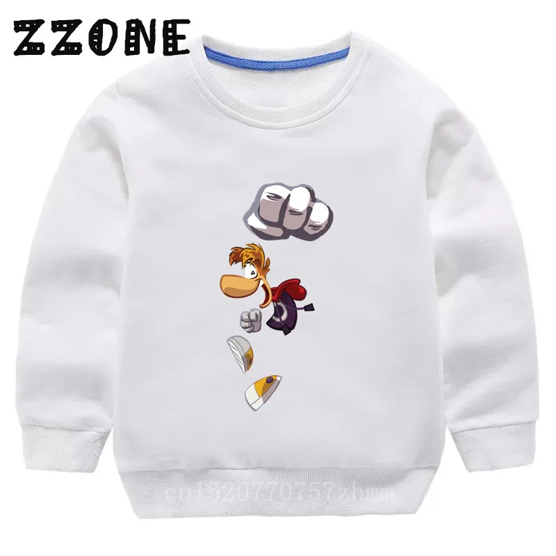 Детские забавные толстовки с героями мультфильма «Rayman Legends adventures»; детские толстовки; пуловер для малышей; топы для девочек и мальчиков; осенняя одежда; KYT5204 - Цвет: 5204B-White