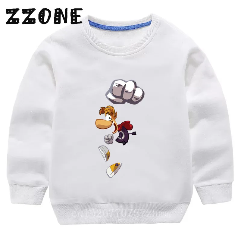 5204B-White Детские забавные толстовки с героями мультфильма «Rayman Legends adventures»; детские толстовки; пуловер для малышей; топы для девочек и мальчиков; осенняя одежда; KYT5204 - Цвет: 5204B-White