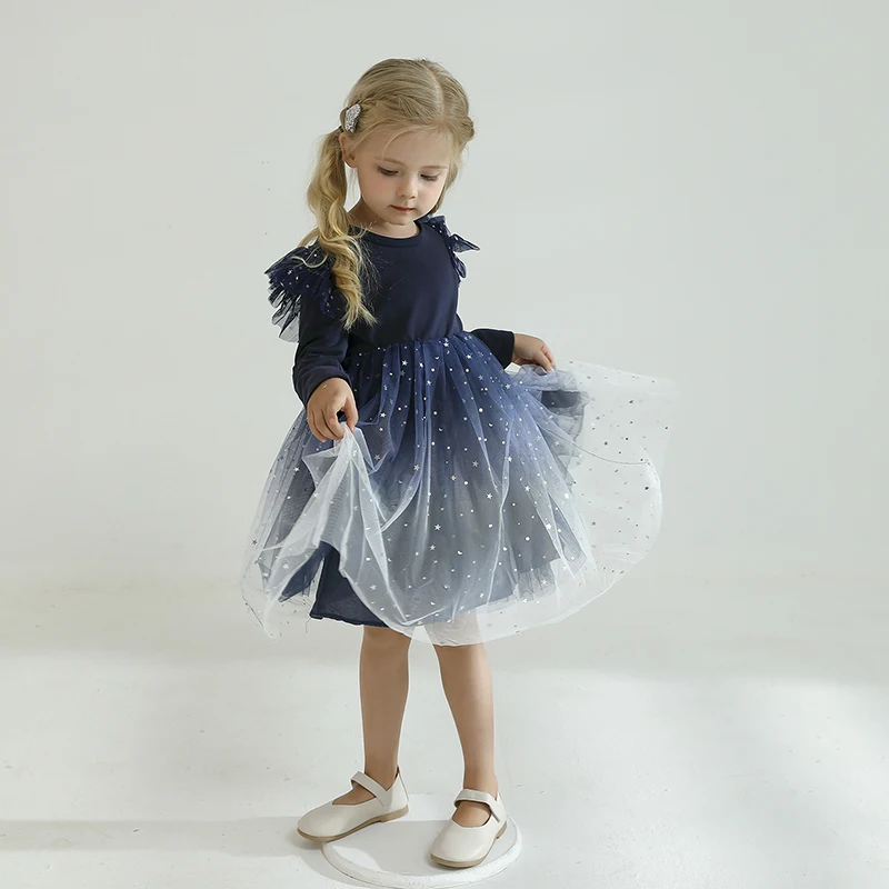 new model children's dress Autumn Full Sleeve Dresses for Girls Flower Wedding Party Tulle Dress Girl Birthday Elegant Gown Spring Tutu Children's Dresses fancy baby dresses