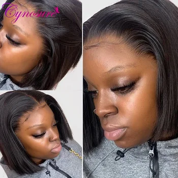 

13X5 Short Bob Lace Front Wigs Peruvian 100% Remy Hair For Black Women Cynosure Straight Lace Front Human Hair Wigs 150% Density