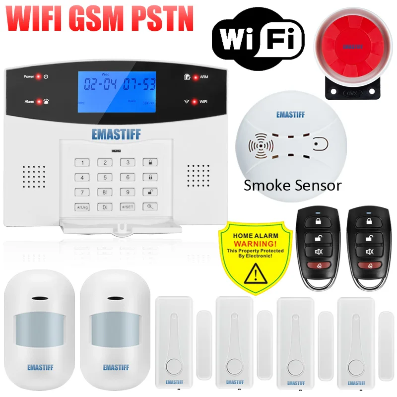 IOS Android APP Wired Wireless Home Security Tuya WIFI PSTN GSM Alarm System Intercom Remote Control Autodial Siren Sensor Kit smart alarm keypad Alarms & Sensors