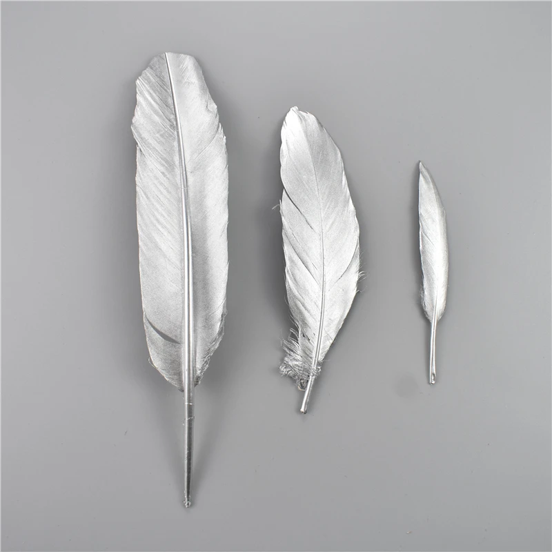 Description Picture 3 of item10Pcs/Lot Gold Silver Goose Feathers Duck Turkey Pluma for Crafts Party Carnival Decor Golden Wedding Decoration Feather for Diy