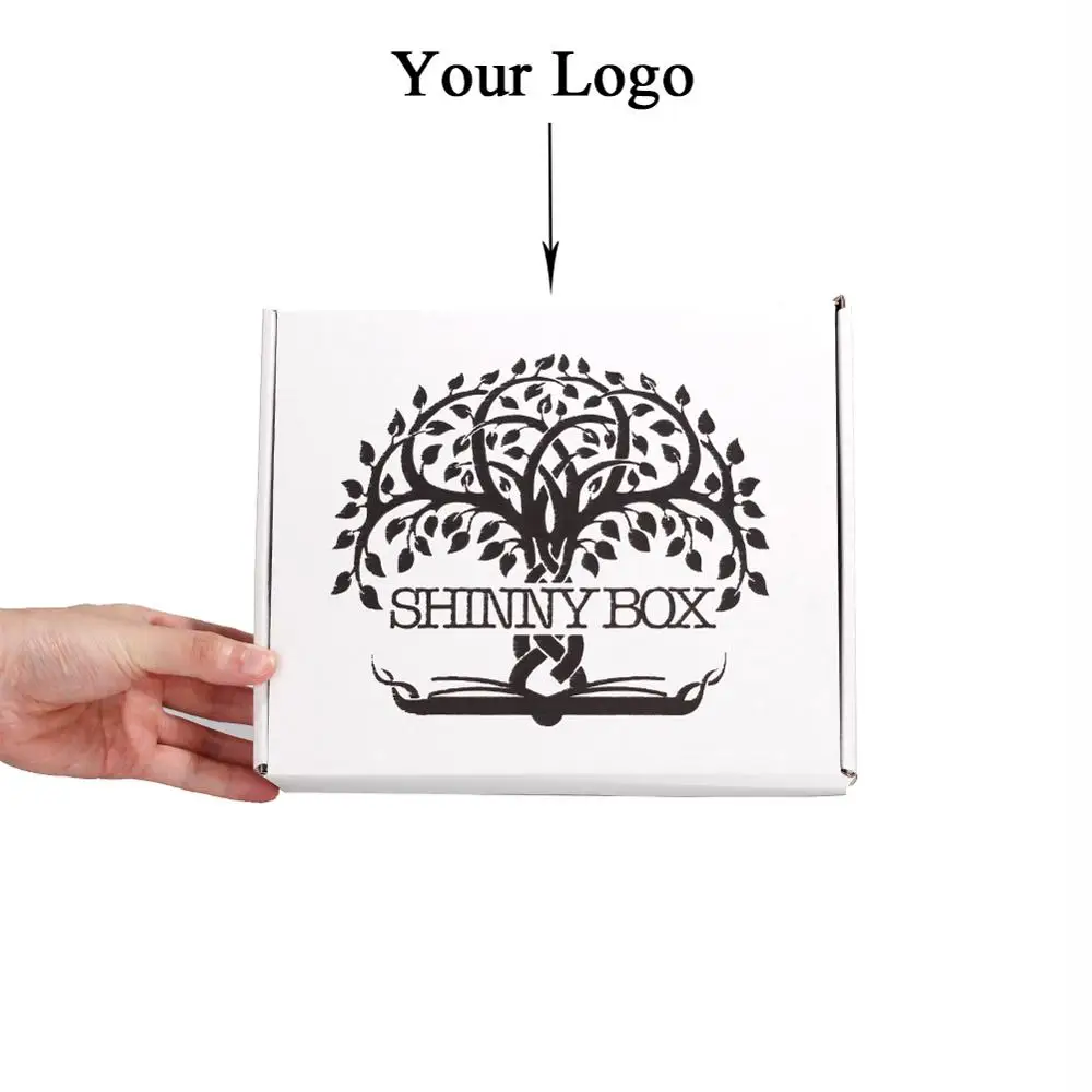 

100PCS/lot Custom thick white Corrugated paper shipping mailer boxes Printed logo Packaging Clothes underwear polo shirt Box