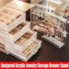 4 Layers Acrylic Jewelry Storage Box Drawer + 2 Earrings Display Stand Rack Necklace Bracelet Ring Organizer Case Dustproof