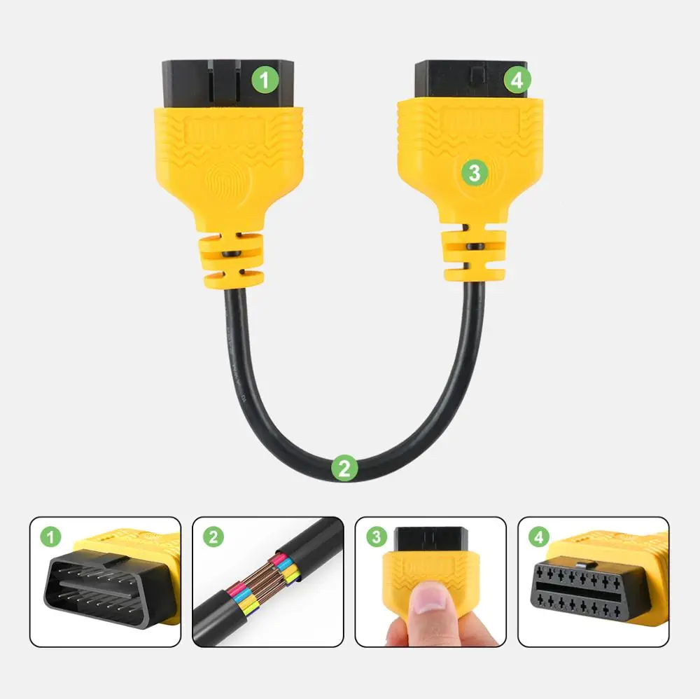 Автомобильный диагностический кабель адаптер AUTOOL OBD 2 OBD2 II ELM327 расширенный разъем