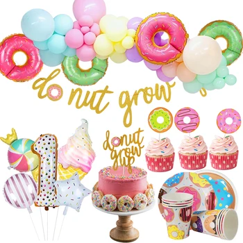 

Donut Birthday Party Supplies Donut Grow Up Party Decoration Foil Donut Balloons Doughnut Cupcake Topper Boy Girl birthday decor