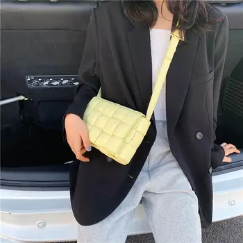 

Square Bag 2020 Fashion High Quality Pure Color Women Handbags Weave Single Shoulder Cross-body Messenger Bags