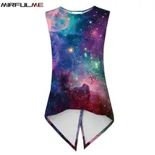 Летний женский спортивный жилет Галактика 3D принт беговая рубашка Femme обрезанная крест Йога Майка свободная Фитнес Футболка Тренажерный зал тренировочная блуза