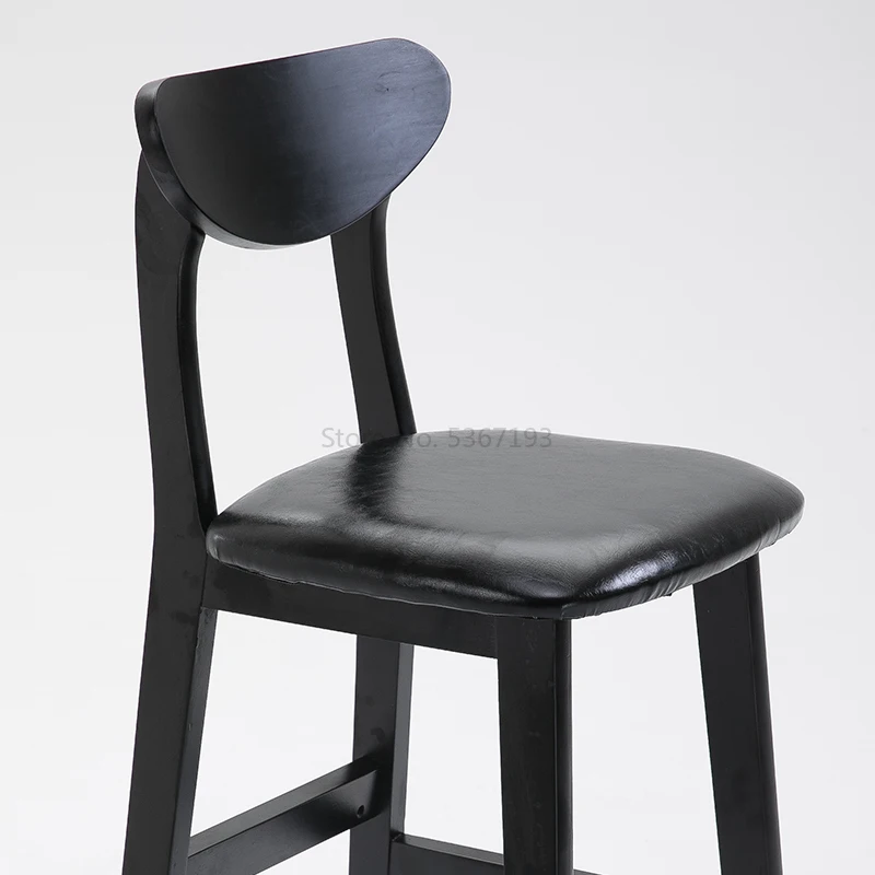 

Solid wood bar stool high stools home back dining chair modern minimalist bar chair front desk stool Nordic bar chair