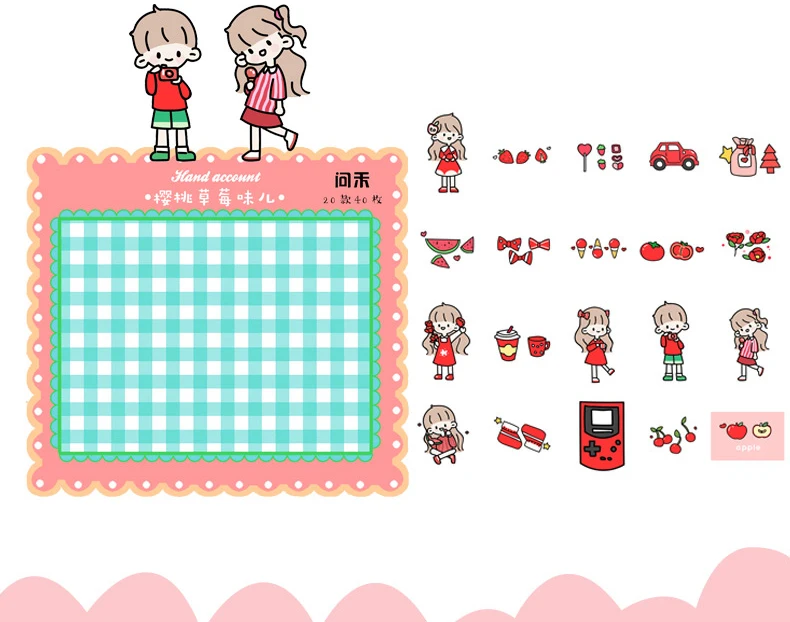 Pacotes Lote Menina Rosa Série Criativo Decoração Faça Você Mesmo Mascaramento Washi Papel Adesivos 8 - 8 Material escolar e de escritório