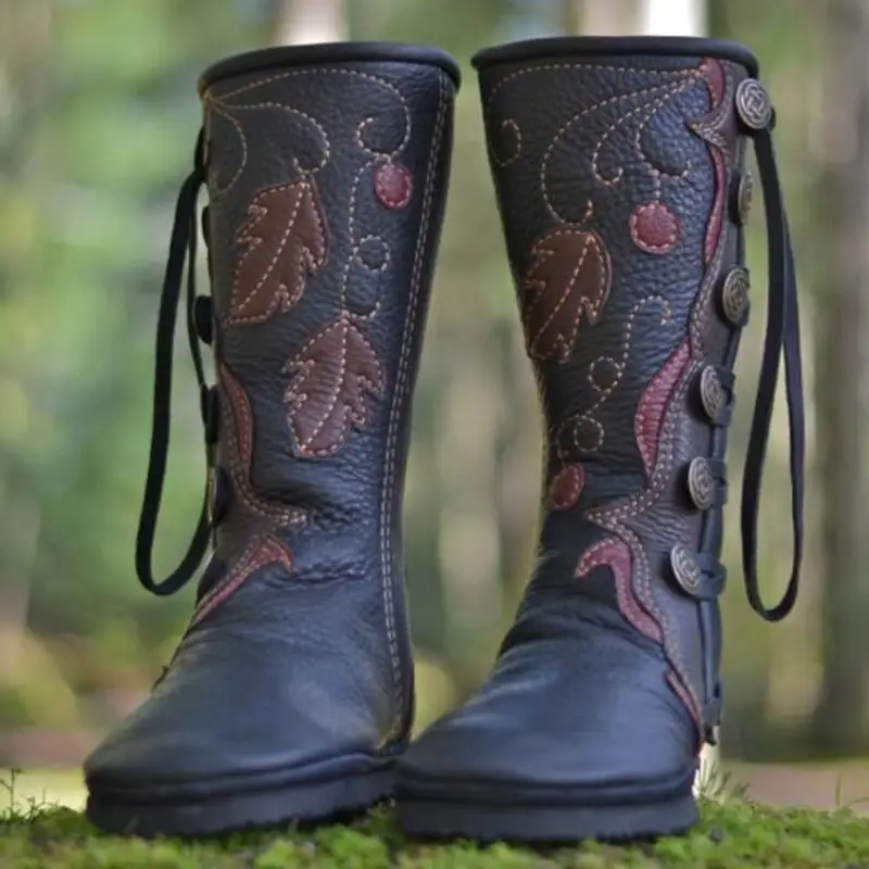 Зимние сапоги; женские сапоги до колена; зимняя обувь; женская обувь; zapatos mujer sapato; винтажные сапоги-гладиаторы; модные меховые ботинки; HP1674