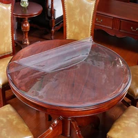 Waterproof Oilproof Round PVC Tablecloth able Cover Glass Soft Cloth Table Cover Home Kitchen Dining Room Placemat 1mm 1