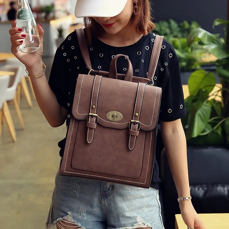 

Wind Both Shoulders Pu Woman Backpack Design Travelling Bag