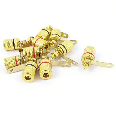 

10 Pcs Gold Tone Amplifier Terminal Binding Post 6mm Audio Banana Plug Jack