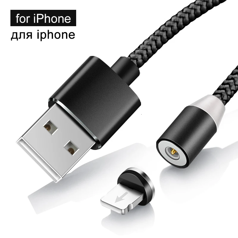 Elough El360 Магнитный зарядный Usb C кабель для iPhone 7 plus зарядное устройство мобильного телефона магнит зарядное устройство Micro USB кабели Тип C провод - Цвет: Black for Iphone