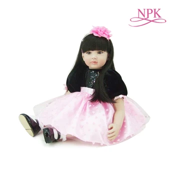 

NPK 60CM hand made baby girl doll Boneca Reborn toddlerSoft Silicone cloth body Lifelike Bebe doll Reborn