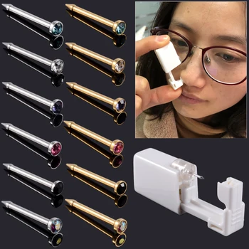1 Unit Disposable Safe Sterile Piercing Unit For Gem Nose Studs Piercing Gun Piercer Tool Machine Kit Earring Studs Body Jewelry 1